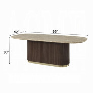 DN07000 7Pc Dining Set Table w/Natural Marble Top Clayten Collection Mid-Century Modern Style by Acme Furniture