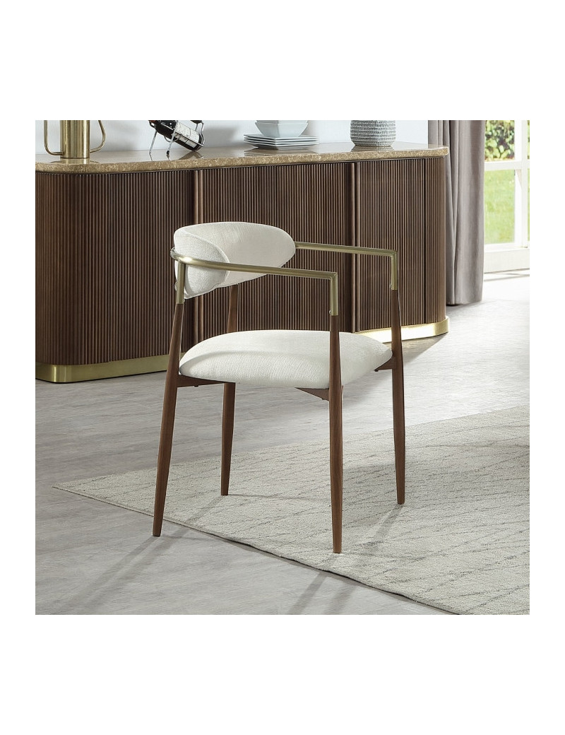 DN07000 7Pc Dining Set Table w/Natural Marble Top Clayten Collection Mid-Century Modern Style by Acme Furniture