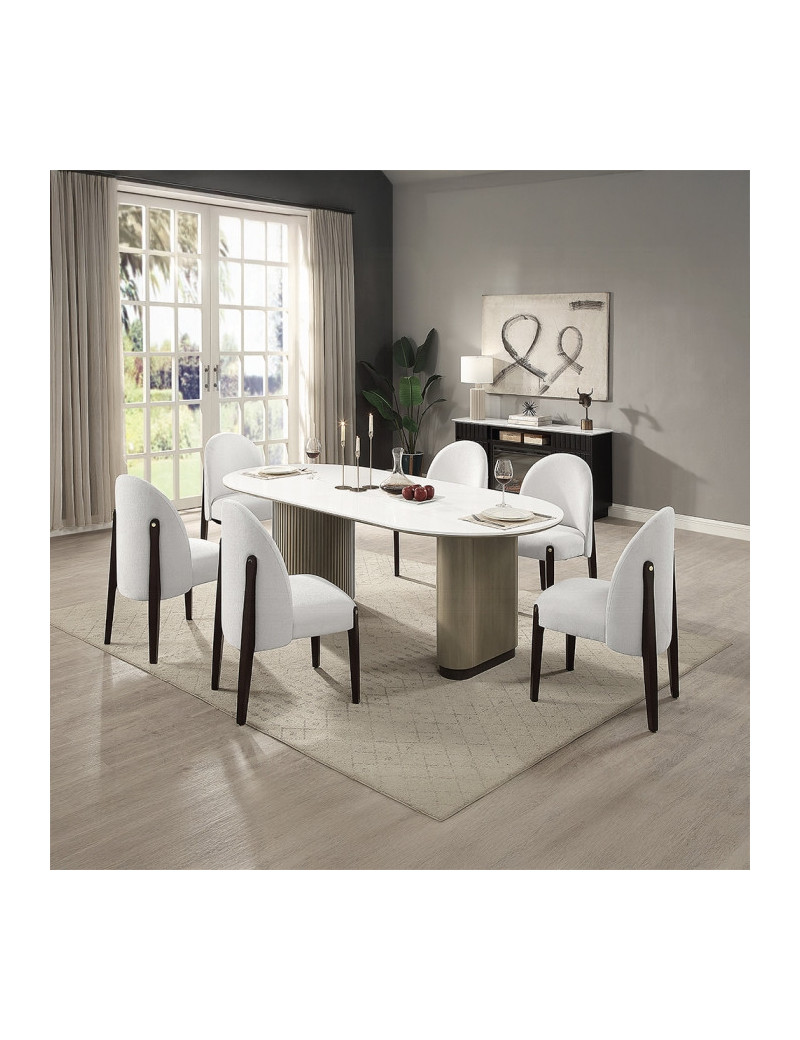 DN06190 7Pc Dining Set Table w/Engineered Top Clayten Collection Mid-Century Modern Style by Acme Furniture
