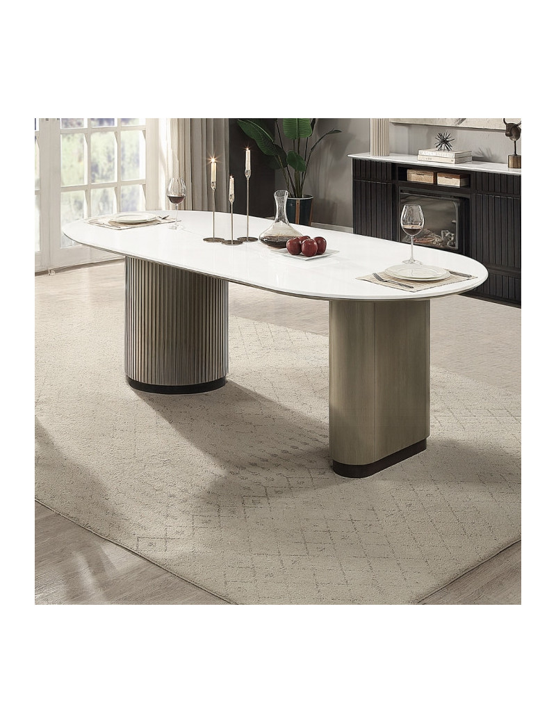 DN06190 7Pc Dining Set Table w/Engineered Top Clayten Collection Mid-Century Modern Style by Acme Furniture