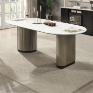 DN06190 7Pc Dining Set Table w/Engineered Top Clayten Collection Mid-Century Modern Style by Acme Furniture