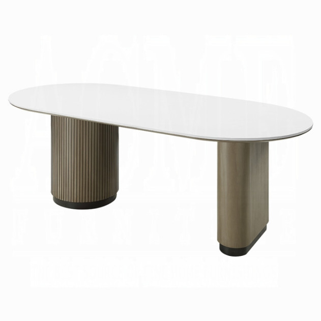 DN06190 7Pc Dining Set Table w/Engineered Top Clayten Collection Mid-Century Modern Style by Acme Furniture