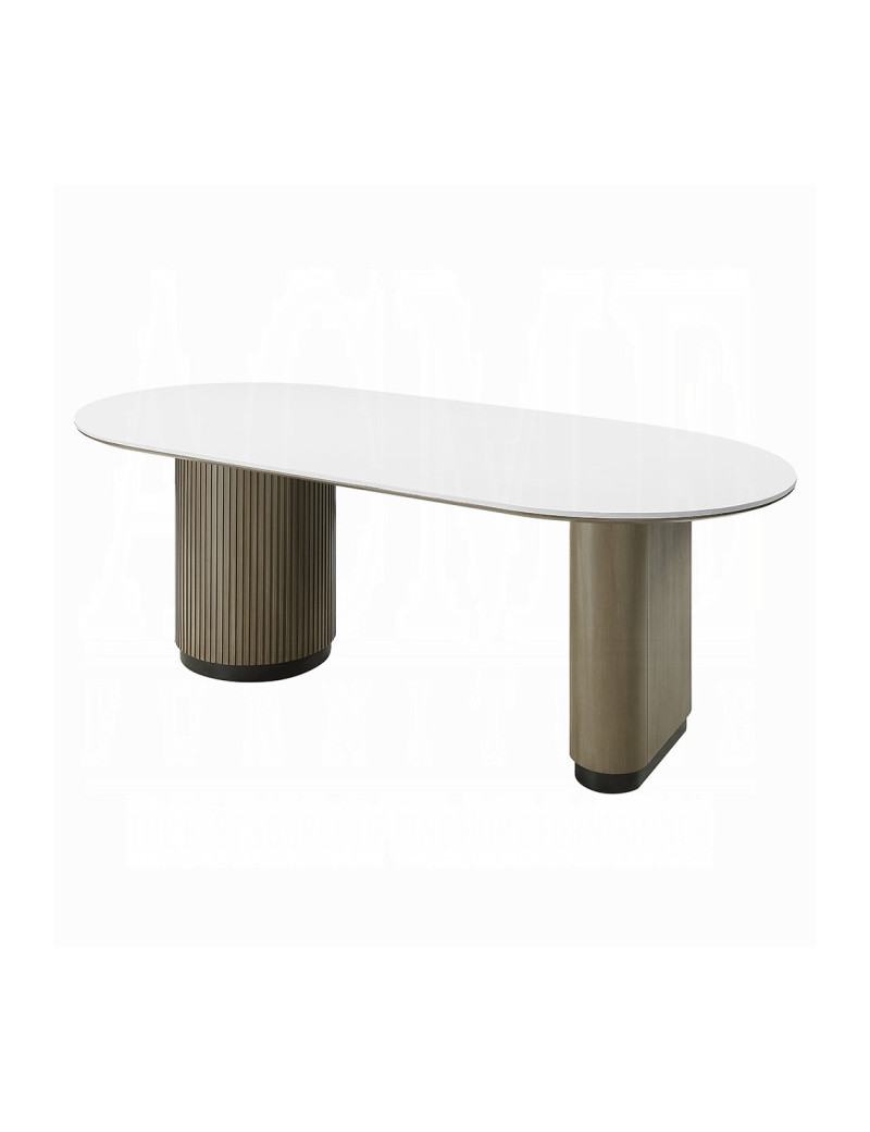 DN06190 7Pc Dining Set Table w/Engineered Top Clayten Collection Mid-Century Modern Style by Acme Furniture
