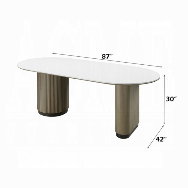 DN06190 7Pc Dining Set Table w/Engineered Top Clayten Collection Mid-Century Modern Style by Acme Furniture