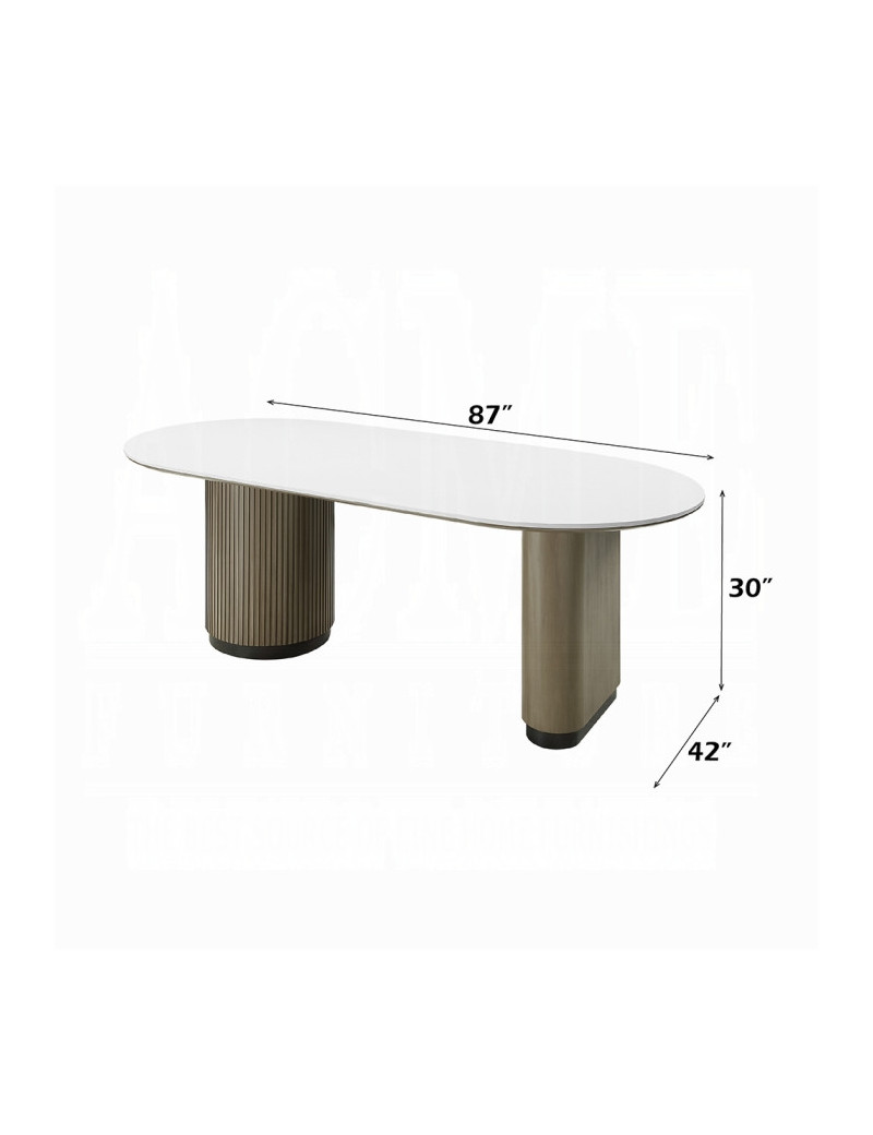 DN06190 7Pc Dining Set Table w/Engineered Top Clayten Collection Mid-Century Modern Style by Acme Furniture