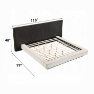 BD04242Q Queen Bed  Beige Linen & Espresso Finish Clayten Collection Mid-Century Modern Style By Acme Furniture