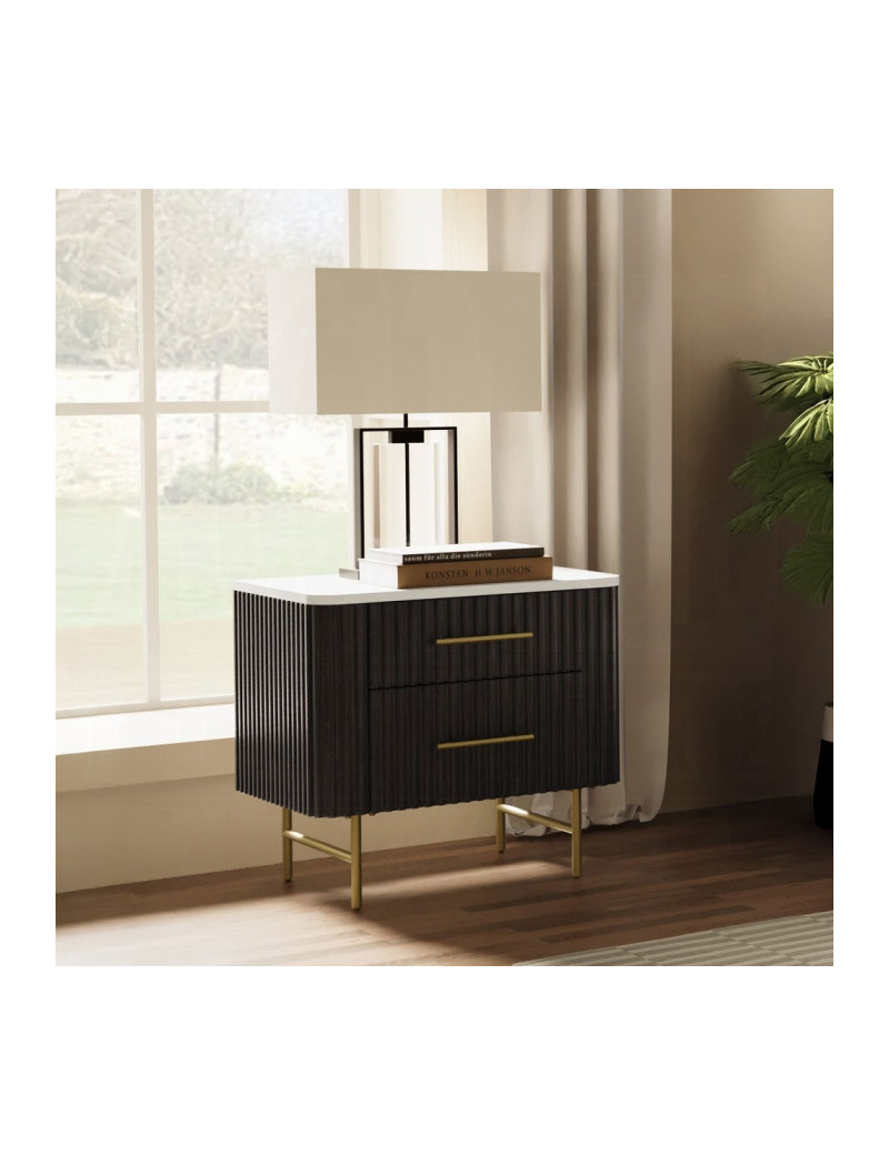 BD04242Q Queen Bed  Beige Linen & Espresso Finish Clayten Collection Mid-Century Modern Style By Acme Furniture