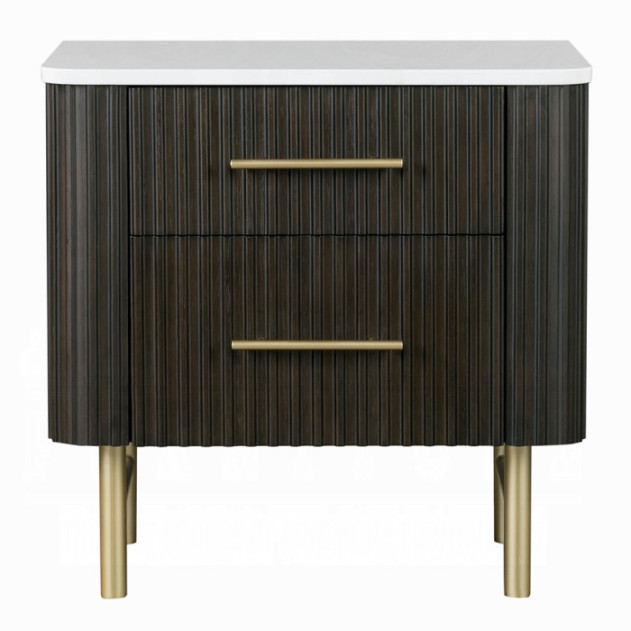 BD04242Q Queen Bed  Beige Linen & Espresso Finish Clayten Collection Mid-Century Modern Style By Acme Furniture