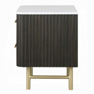 BD04242Q Queen Bed  Beige Linen & Espresso Finish Clayten Collection Mid-Century Modern Style By Acme Furniture