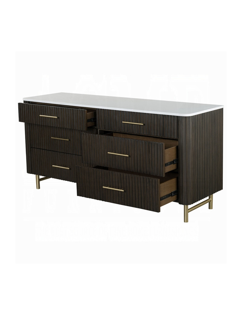 BD04242Q Queen Bed  Beige Linen & Espresso Finish Clayten Collection Mid-Century Modern Style By Acme Furniture