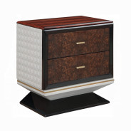 BD20021EK Bed Beige Linen & Glossy Wood Grain Top Jamonica Collection Glam Style by Acme Furniture