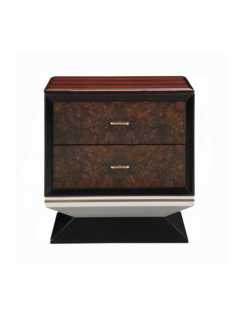 BD20021EK Bed Beige Linen & Glossy Wood Grain Top Jamonica Collection Glam Style by Acme Furniture