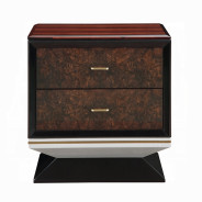 BD20021EK Bed Beige Linen & Glossy Wood Grain Top Jamonica Collection Glam Style by Acme Furniture