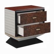 BD20021EK Bed Beige Linen & Glossy Wood Grain Top Jamonica Collection Glam Style by Acme Furniture