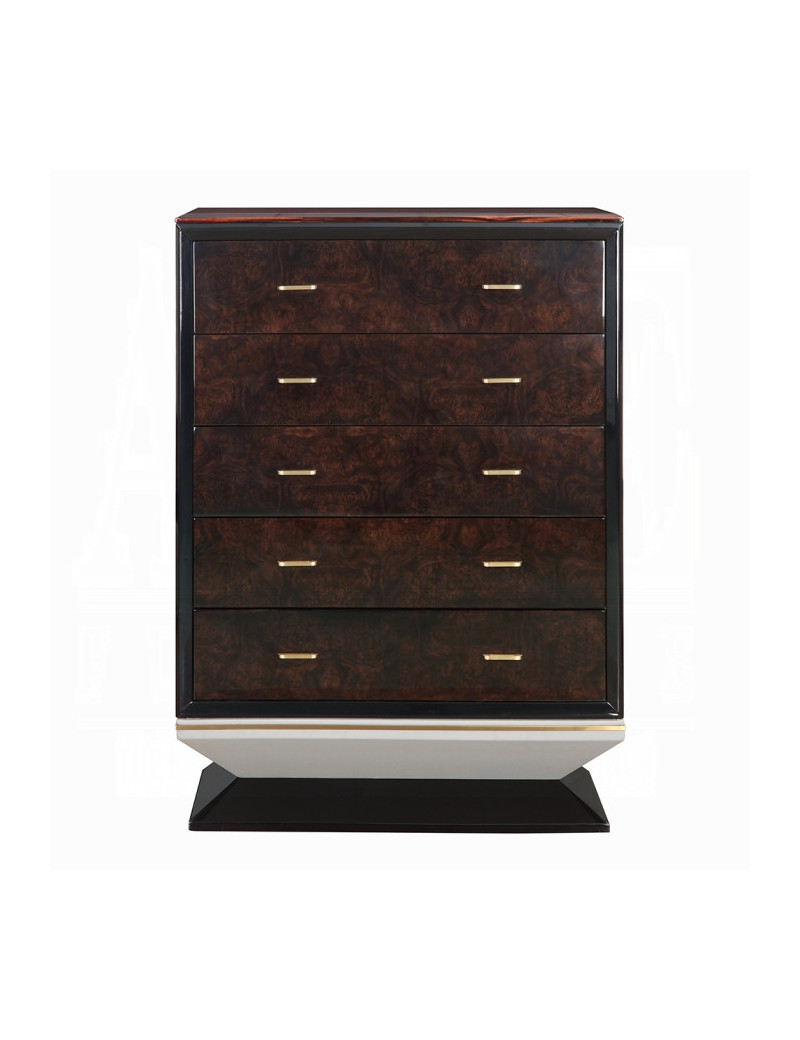 BD20021EK Bed Beige Linen & Glossy Wood Grain Top Jamonica Collection Glam Style by Acme Furniture
