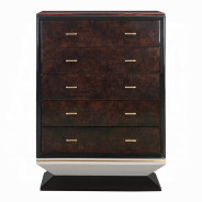 BD20021EK Bed Beige Linen & Glossy Wood Grain Top Jamonica Collection Glam Style by Acme Furniture