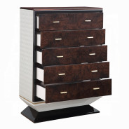 BD20021EK Bed Beige Linen & Glossy Wood Grain Top Jamonica Collection Glam Style by Acme Furniture