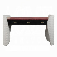 BD20021EK Bed Beige Linen & Glossy Wood Grain Top Jamonica Collection Glam Style by Acme Furniture