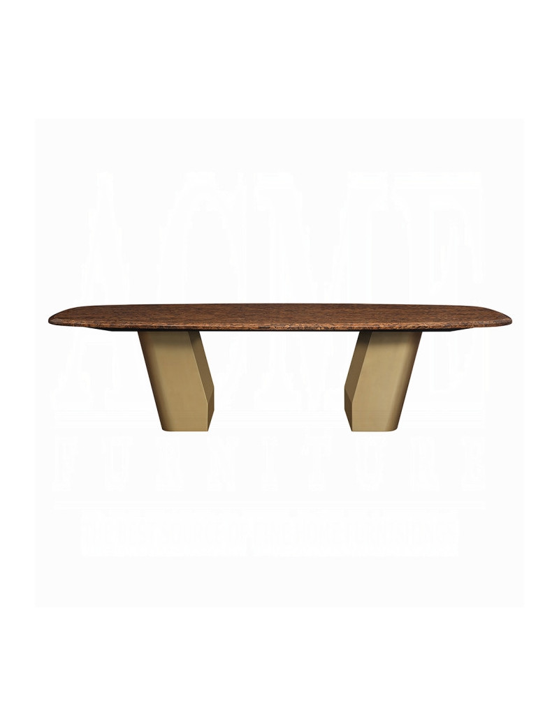 DN60020 7Pc Dining Set Glossy Wood Grain Top & Gold Jamonica Collection Glam Style By Acme Furniture