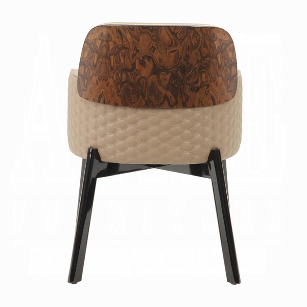 DN60020 7Pc Dining Set Glossy Wood Grain Top & Gold Jamonica Collection Glam Style By Acme Furniture