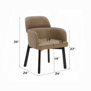 DN60020 7Pc Dining Set Glossy Wood Grain Top & Gold Jamonica Collection Glam Style By Acme Furniture