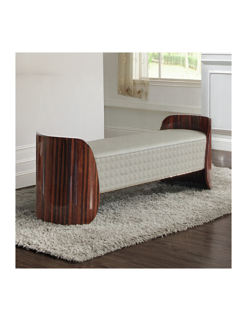 BD20021EK Bed Beige Linen & Glossy Wood Grain Top Jamonica Collection Glam Style by Acme Furniture