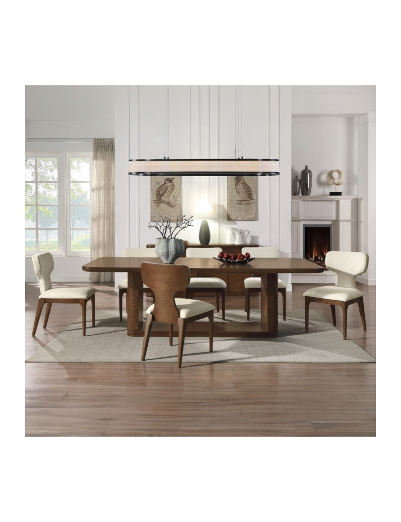 DN06865 7Pc Dining Set w/Ceramic Top Brown Oak Finish Koen Collection Contemporary Style by Acme Furniture