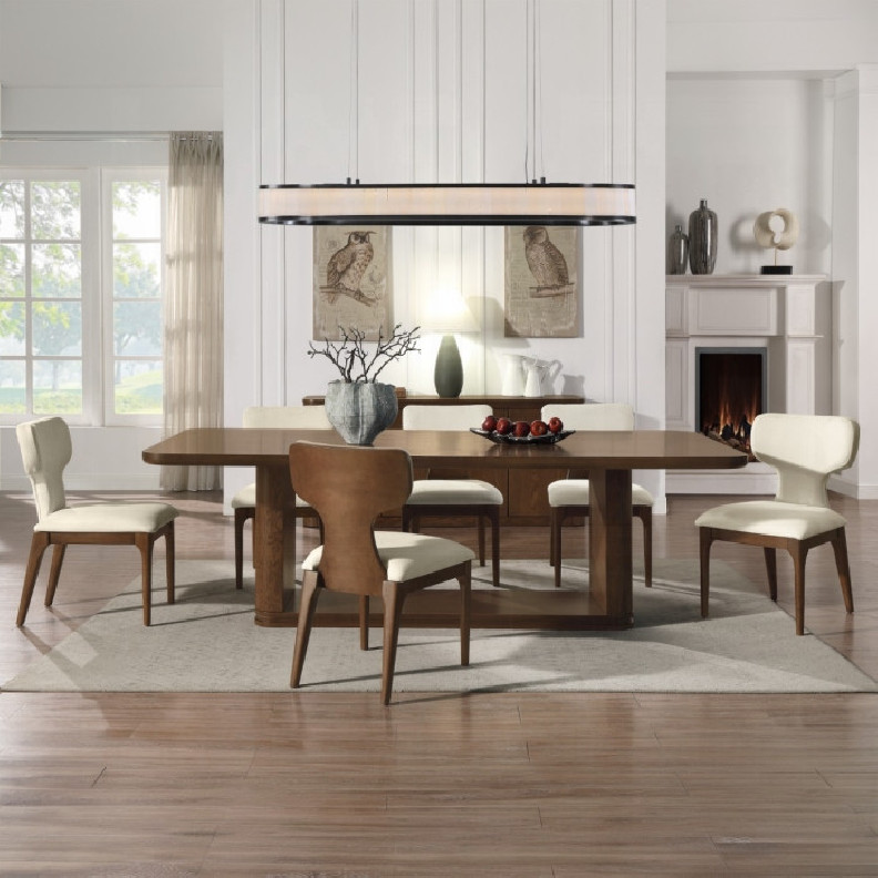 DN06865 7Pc Dining Set w/Ceramic Top Brown Oak Finish Koen Collection Contemporary Style by Acme Furniture