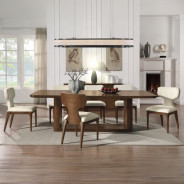 DN06865 7Pc Dining Set w/Ceramic Top Brown Oak Finish Koen Collection Contemporary Style by Acme Furniture