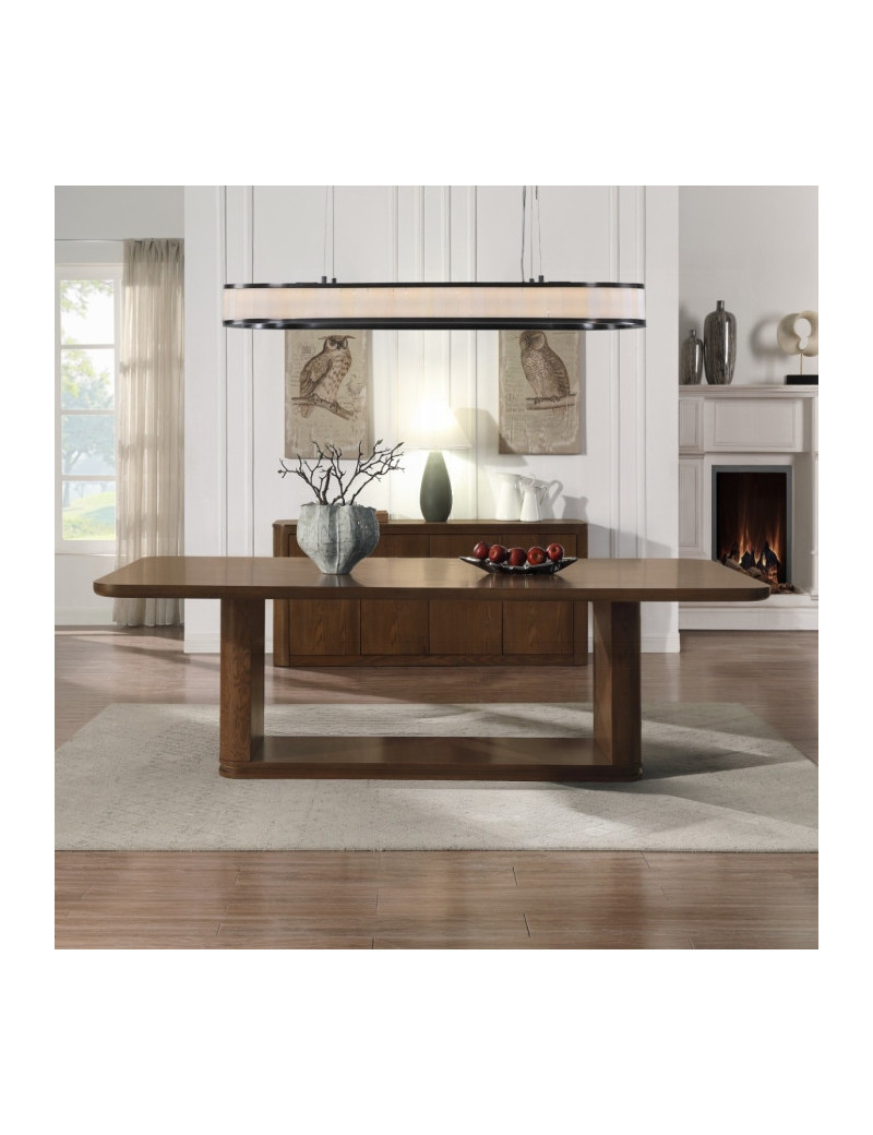 DN06865 7Pc Dining Set w/Ceramic Top Brown Oak Finish Koen Collection Contemporary Style by Acme Furniture