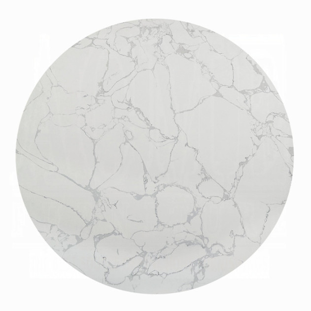 DN04055 5Pc Round Dining Table Set Engineering Marble Top, White & Black Koen Collection Contemporary Style by Acme Furniture