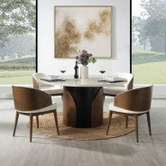 DN07030 5Pc Rufina Round Dining Table w/Marble Top Transitional Style By Acme Furniture