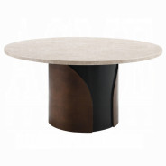 DN07030 5Pc Rufina Round Dining Table w/Marble Top Transitional Style By Acme Furniture