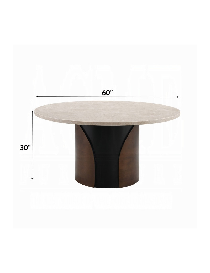 DN07030 5Pc Rufina Round Dining Table w/Marble Top Transitional Style By Acme Furniture