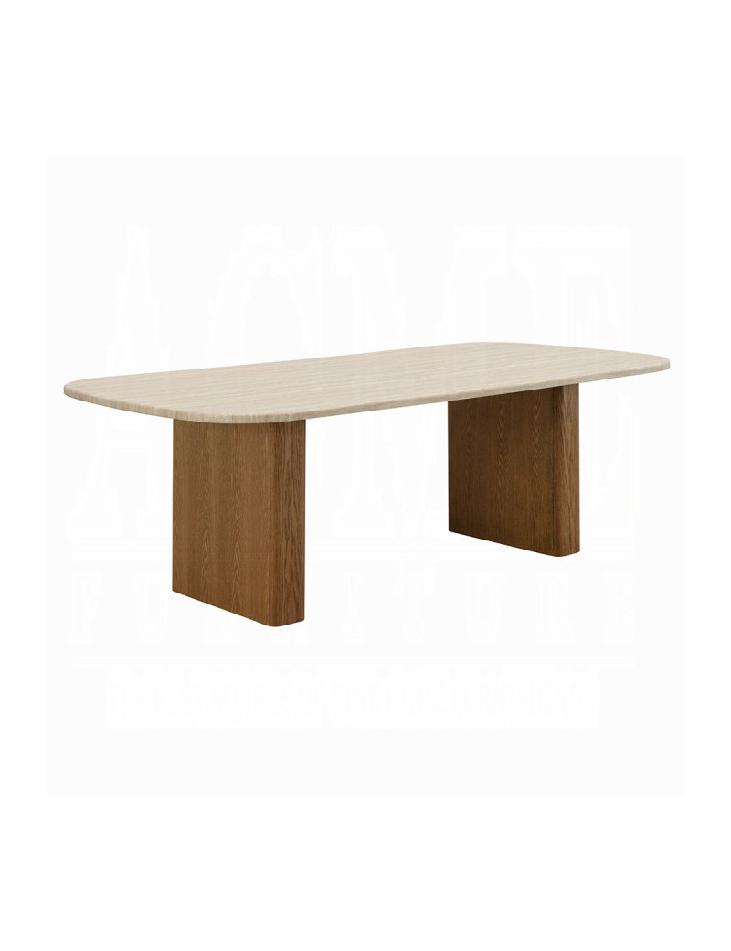 DN04755 7PC Dining Set Brown & Natural Finish Lidi Collection Contemporary Style by Acme Furniture
