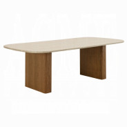 DN04755 7PC Dining Set Brown & Natural Finish Lidi Collection Contemporary Style by Acme Furniture