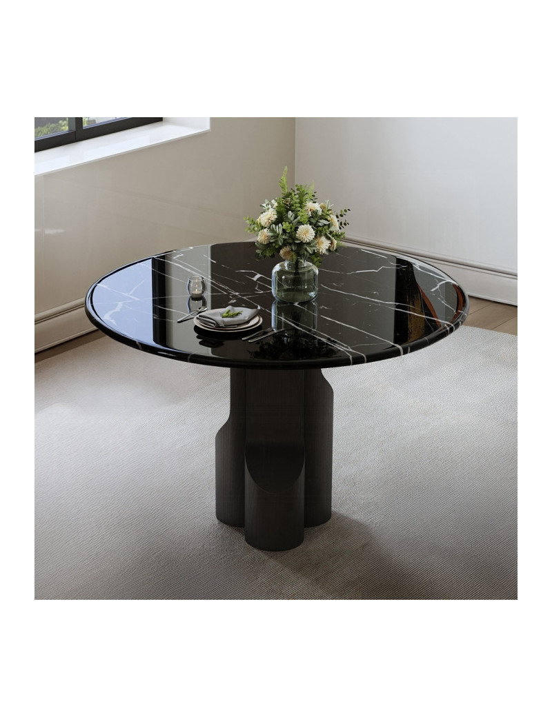 DN04795 5PC Dining Set Natural Italian Black Marble Top Kinton Collection Contemporary Style  By Acme Furniture