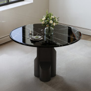 DN04795 5PC Dining Set Natural Italian Black Marble Top Kinton Collection Contemporary Style  By Acme Furniture
