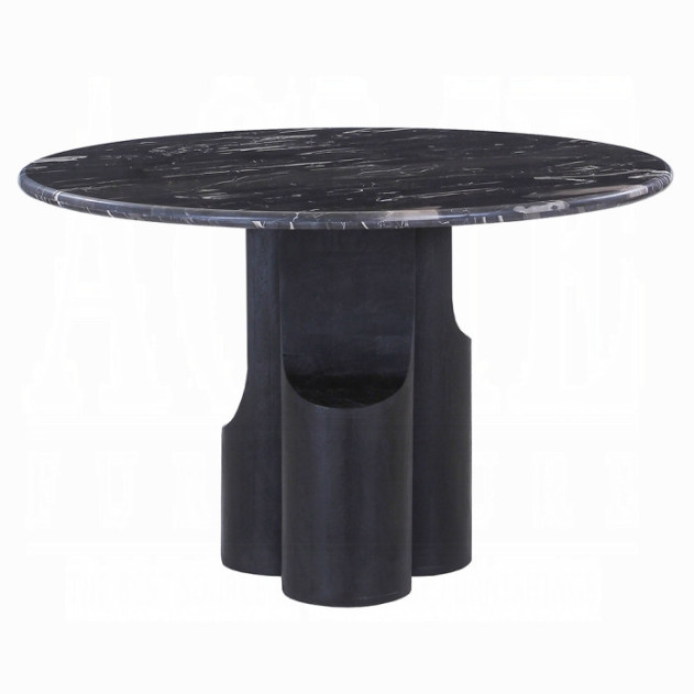 DN04795 5PC Dining Set Natural Italian Black Marble Top Kinton Collection Contemporary Style  By Acme Furniture
