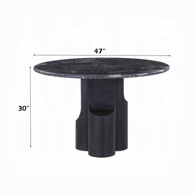 DN04795 5PC Dining Set Natural Italian Black Marble Top Kinton Collection Contemporary Style  By Acme Furniture
