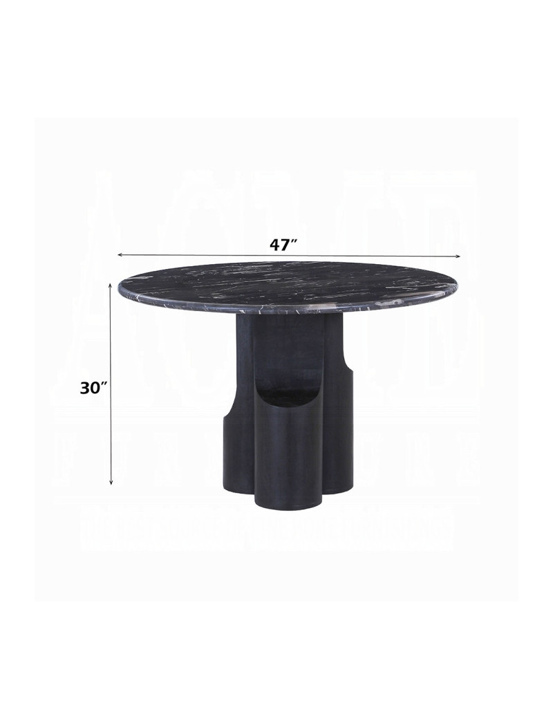 DN04795 5PC Dining Set Natural Italian Black Marble Top Kinton Collection Contemporary Style  By Acme Furniture