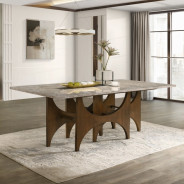 DN07060 7Pc Dining Set Oleia  Collection Contemporary Style Walnut Finish By Acme Furniture