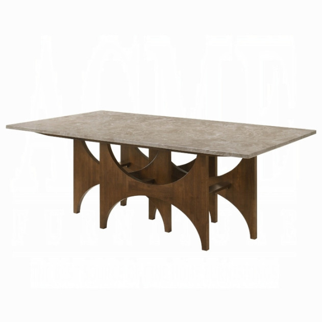 DN07060 7Pc Dining Set Oleia  Collection Contemporary Style Walnut Finish By Acme Furniture