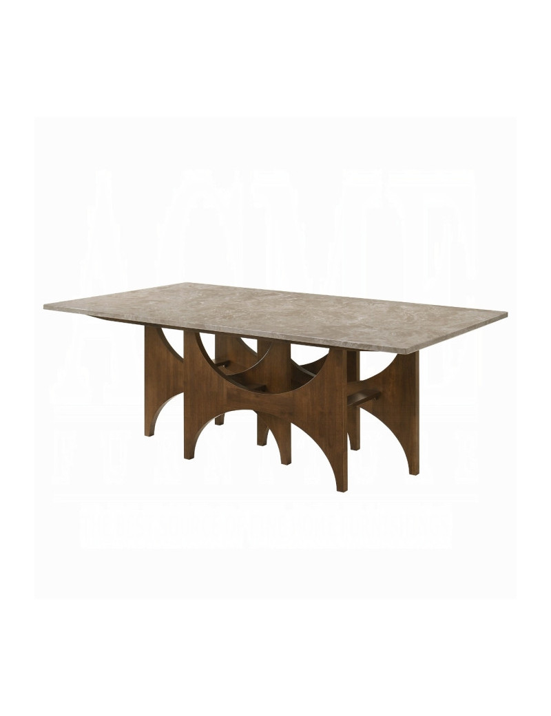 DN07060 7Pc Dining Set Oleia  Collection Contemporary Style Walnut Finish By Acme Furniture