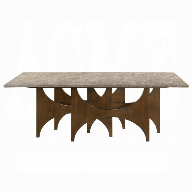 DN07060 7Pc Dining Set Oleia  Collection Contemporary Style Walnut Finish By Acme Furniture