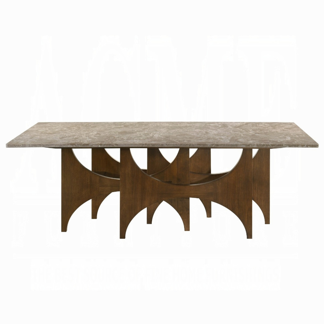 DN07060 7Pc Dining Set Oleia  Collection Contemporary Style Walnut Finish By Acme Furniture