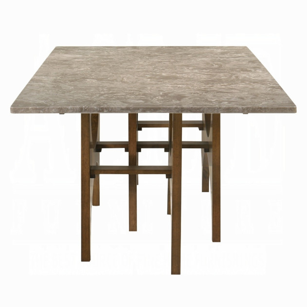 DN07060 7Pc Dining Set Oleia  Collection Contemporary Style Walnut Finish By Acme Furniture