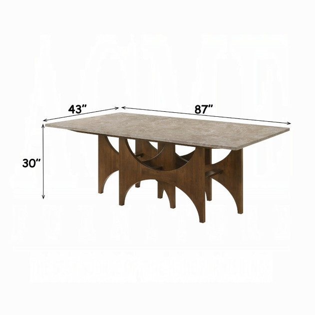 DN07060 7Pc Dining Set Oleia  Collection Contemporary Style Walnut Finish By Acme Furniture