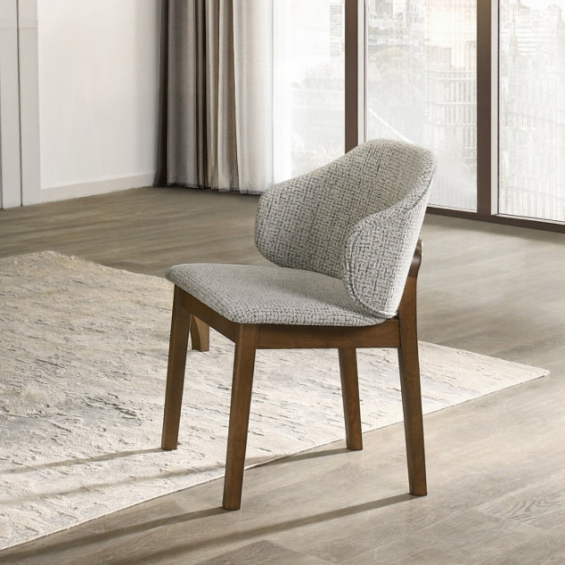 DN07060 7Pc Dining Set Oleia  Collection Contemporary Style Walnut Finish By Acme Furniture