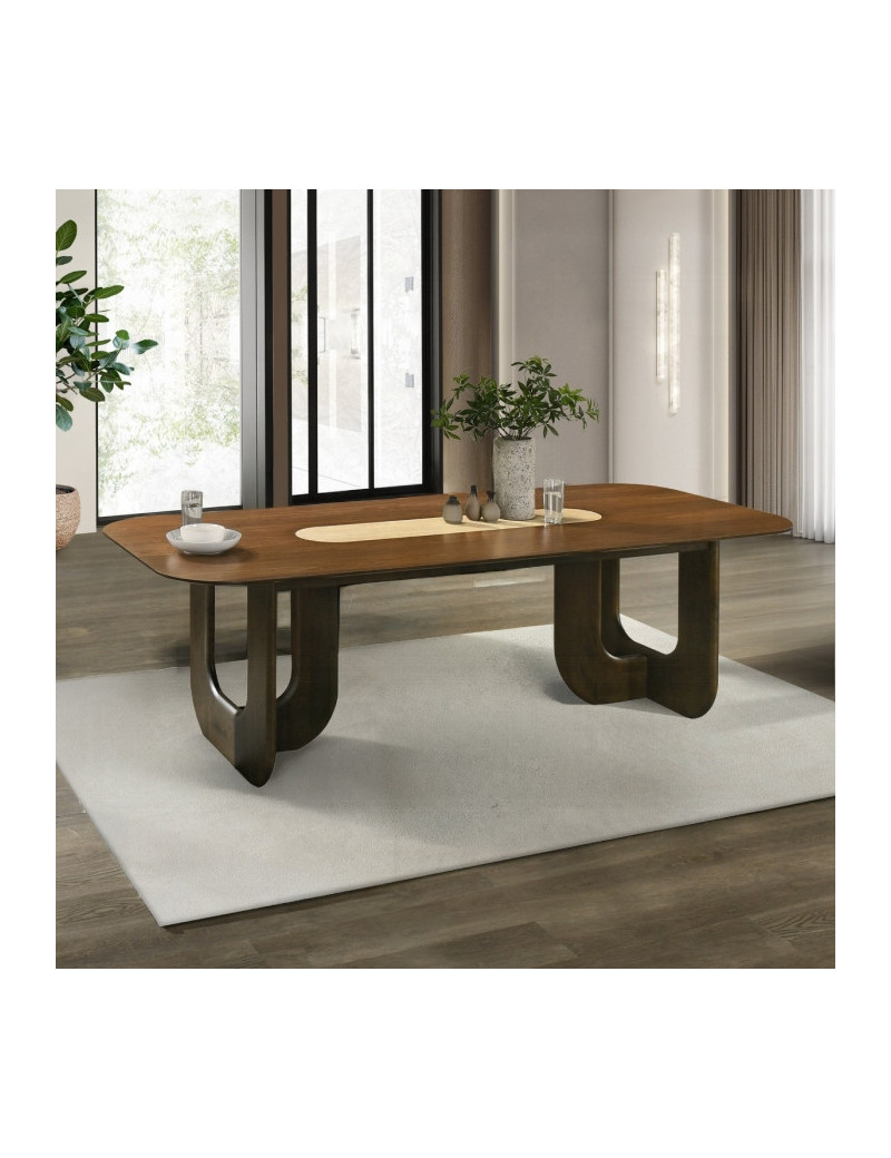 DN07140 7Pc Dining Set Kyree Collection Walnut Finish Contemporary Style By Acme Furniture